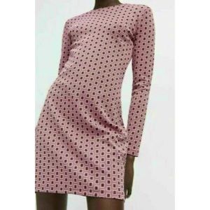 ZARA PINK JACQUARD MINI DRESS